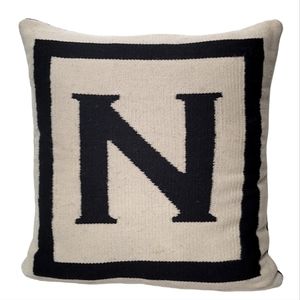 Jonathan Adler initial throw decorative pillow letter "N" reversible Large